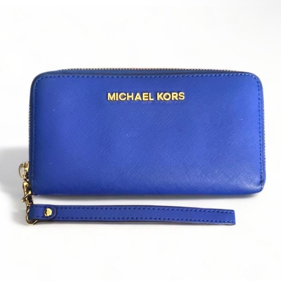 Michael Kors Jet Set Continental Wallet Royal Blue - Picture 1 of 4